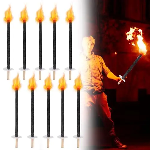 25 Stück Fackeln für draußen, 42cm Wachsfackeln, Brenndauer 45 Minuten Gartenfackeln, Fackeln für fackelwanderung&Party & Garten & Lagerfeuer, neujahr, weihnachten, martinstag