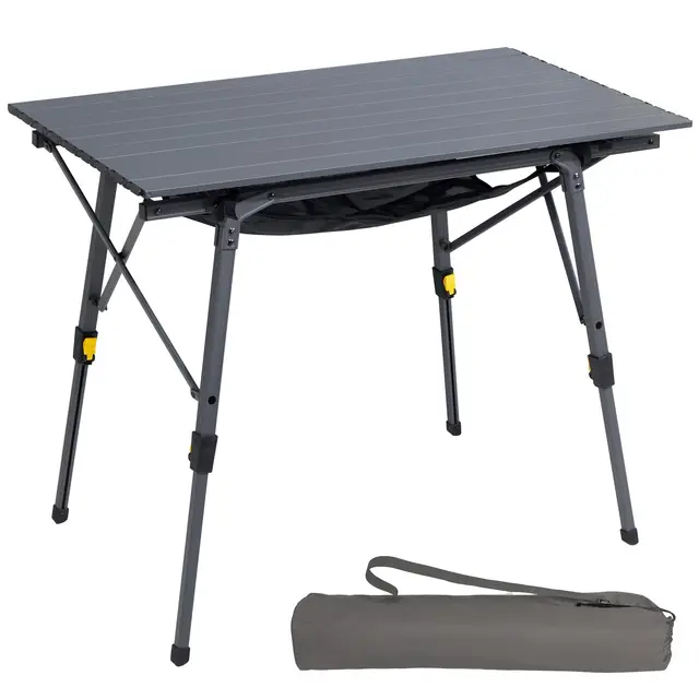 Portal Campingtisch faltbar Höhenverstellbar Klapptisch Aluminium 90 x 53cm für 4 Personen leicht Camping klappbarer Falttisch