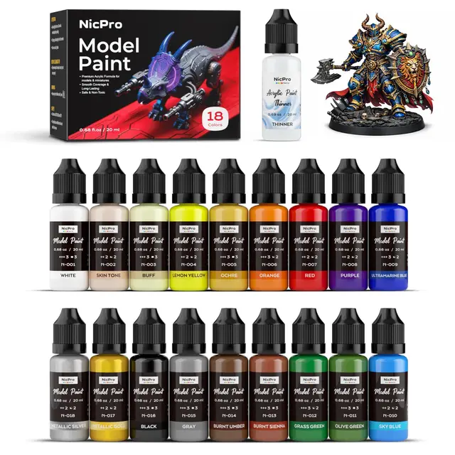 nicpro modellbau acrylfarben set 18