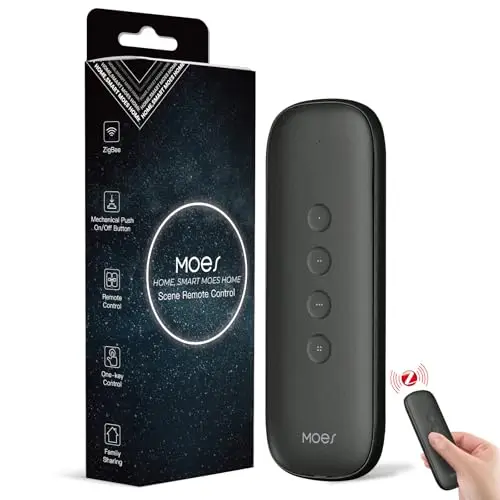 MOES Zigbee Smart Schalter,12 Szenenschalter ohne Installation(MOES ZigBee Hub erforderlich),Ein-Klick-Steuerung für Tuya-Geräte,Zigbee Taster Smart Home Automation, Smart Life/Tuya APP(Grau)