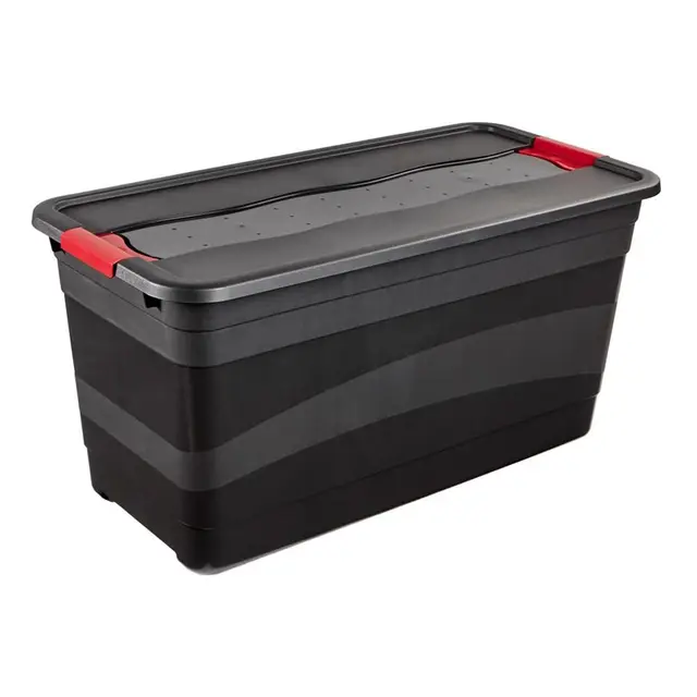 keeeper Transportbehälter mit Deckel und Schiebeverschluss, Extra Stabil, 79,5 x 39,5 x 40 cm, 83 l, Eckhart, Graphit-Grau, Graphite