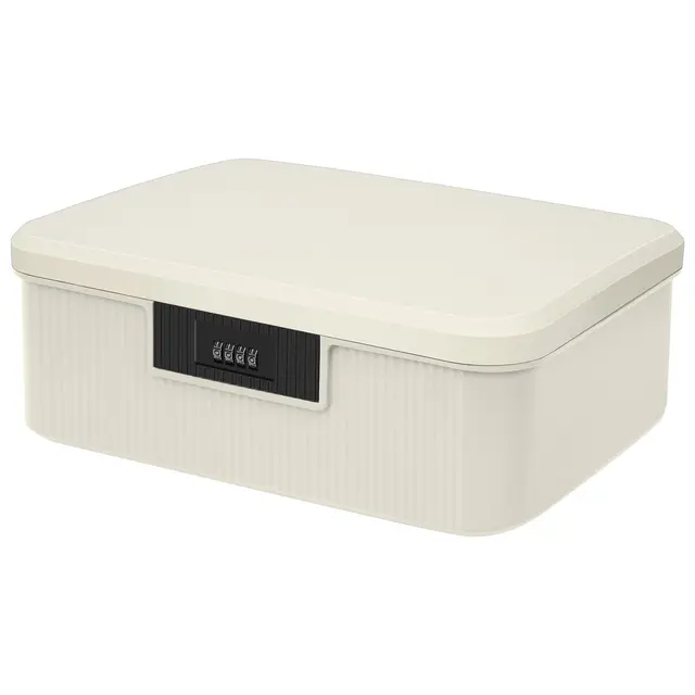 2 Schicht Abschließbare Box mit Kombinationsschloss, Medizinbox aus ABS Aufbewahrungsbox,Medikamentenbox, 33x25x12cm, für Medikamente, Snack und Persönliche Gegenstände (Weiß)