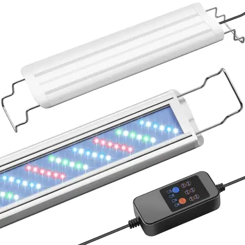 FEDOUR 40-60CM Vollspektrum Aquarium LED Beleuchtung mit Timer, 24/7-AUTO-Modus Aquarium Lampe mit 10 Einstellbare Helligkeitsstufen, Aquarium Light für Pflanzen und Süßwasser Aquarium