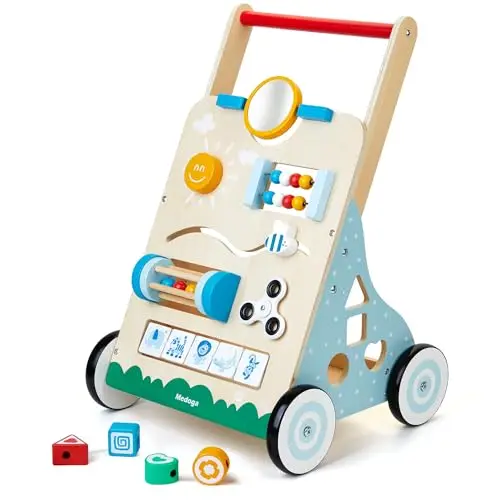 medoga Lauflernwagen Holz mit Activity Center 10-in-1