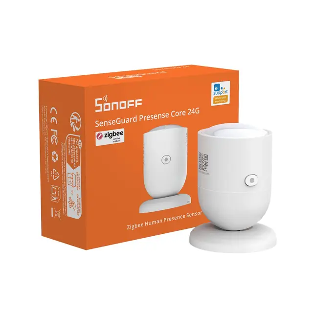 SONOFF SNZB-06P24 Zigbee Präsenzmelder 24GHz, anwesenheitssensor mit Lichtsensor, Zonenerkennung, Adaptive Kalibrierung, Kompatibel mit Home Assistant, Alexa & SmartThings (Hub erforderlich)