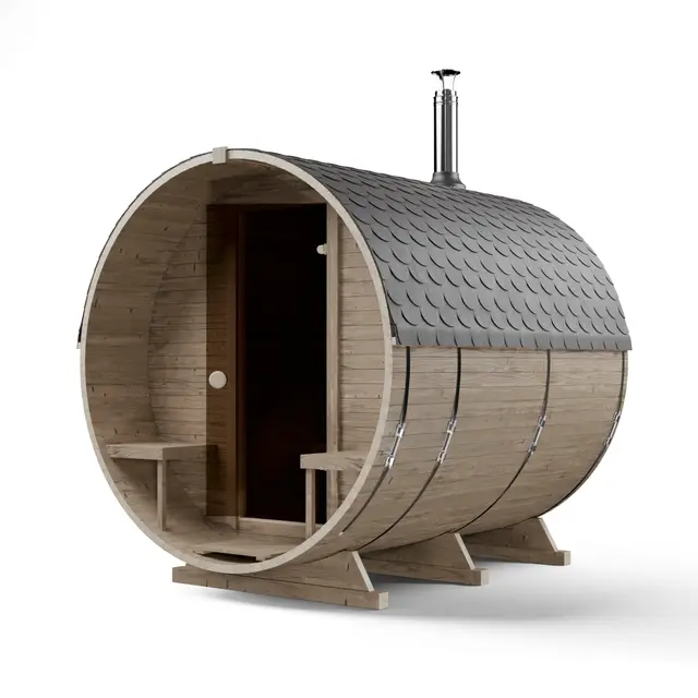 2KR Fasssauna Gartensauna mit Holzofen ETNA 2-6 Personen