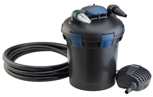 OASE 50455 Druckfilter BioPress Set 10000, Teichfilter Filterset zur effektiven und raschen Algenbekäpfung, Komplettset inkl Filterpumpe und UVC Klärer