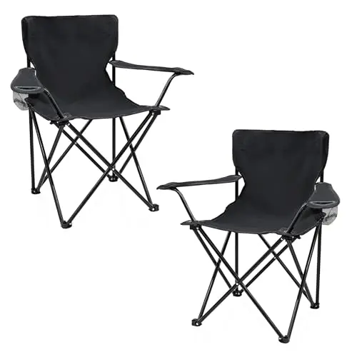Spetebo Camping Klappstuhl mit Getränkehalter 2er Set - 9 Farben - Campingstuhl klappbar mit Tragetasche - Stuhl faltbar für Festival Freizeit Garten Angler Sessel Belastbarkeit bis 100 kg