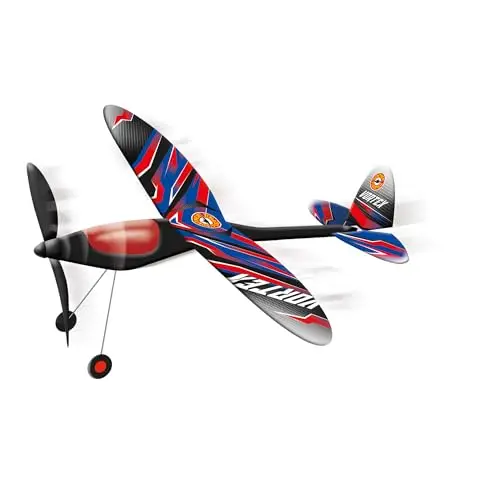 GÜNTHER FLUGSPIELE 1659 - Hochleistungs-Flugzeug Vortex, ca. 49 x 50 cm, inkl. Power-Gummimotor, Flugweite bis zu 100 m, für Kinder ab 8 Jahren