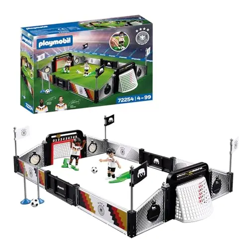 PLAYMOBIL | DFB | Traningsset Leon Goretzka vs. Antonio Rüdiger | Fußball WM Spielfiguren mit Schussfunktion | Tor & Spieler | 72254