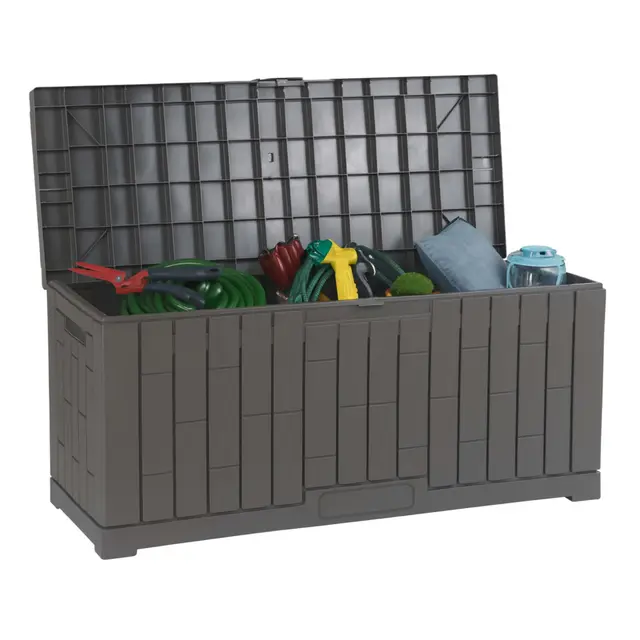 DIVCHI Outdoor Aufbewahrungsbox wasserdichte Deckbox für Gartengeräte Terrassenkissen und Poolzubehör Abschließbar Einfache Montage Vielseitige Bank oder Tisch (60 Gallonen)