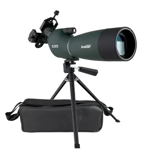 Svbony SV28 25-75x70 Spektiv mit Stativ, HD BAK4 Prisma FMC, Spektive Sportschützen, Wasserdicht mit Handy Adapter Tragetasche, Spektive für Wildlife Scenery Vogelbeobachtung