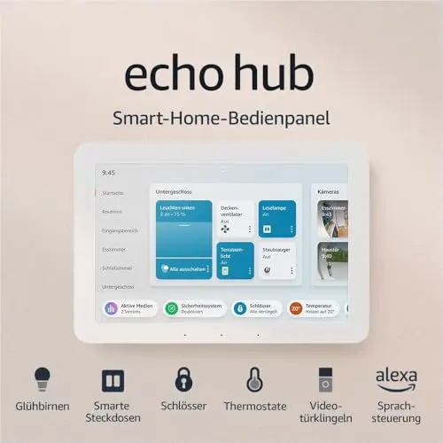 Zertifiziert und generalüberholt Echo Hub | Smart-Home-Bedienpanel (8 Zoll) mit Alexa | Kompatibel mit Tausenden Geräten