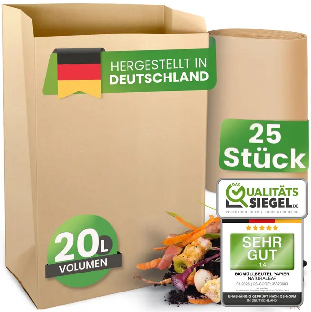naturaleaf 20l biomüllbeutel 25 stück
