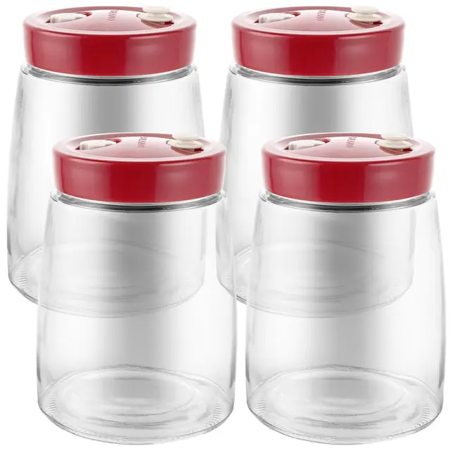 4 Stück Gärglas, 1,4 Liter Fermentierglas mit 1 Wege Luftablassöffnung, Fermentation Glas Jar, Gärgefäß Fermentationsglas für Kefir, Kimchi, Sauerkraut, Pickles, Übernachtungshafer