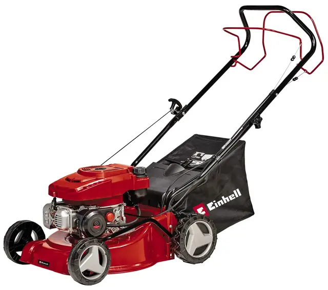 Einhell Benzin-Rasenmäher GC-PM 40/2 S (2 kW, 1-Zylinder 4-Takt-OHV-Motor, abschaltbarer Hinterradantrieb, 7-stufige zentrale Schnitthöhenverstellung, 45 l-Grasfangsack)