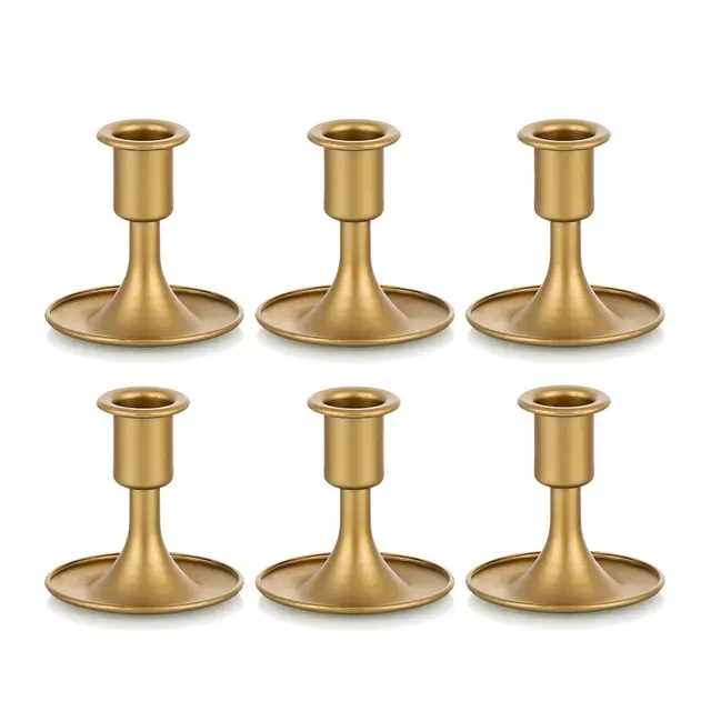 Kerzenständer Gold Kerzenhalter Stabkerzen Metall: Romadedi 6er Set Goldene Stabkerzenhalter Kleine für Hochzeit Party Tischdeko Weihnachten Adventskranz Modern Tisch Deko Wohnzimmer