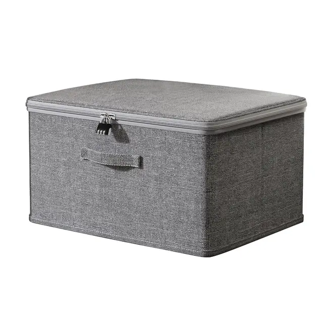 ACESOME Extra Große AbschließBare Box, 49 x 37 x 31cm Box mit Schloss, Aufbewahrungsbox mit Schloss, Verschließbare Box Kiste mit Deckel (Mit Zahlenschloss, Grau)