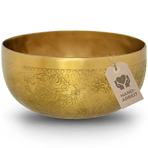 Tibetische Klangschale Blume des Lebens für Yoga, Meditation und Entspannung, Ø 20 cm, 1.100 Gramm, matte Oberfläche, Traditionelle Handarbeit in Profi-Qualität