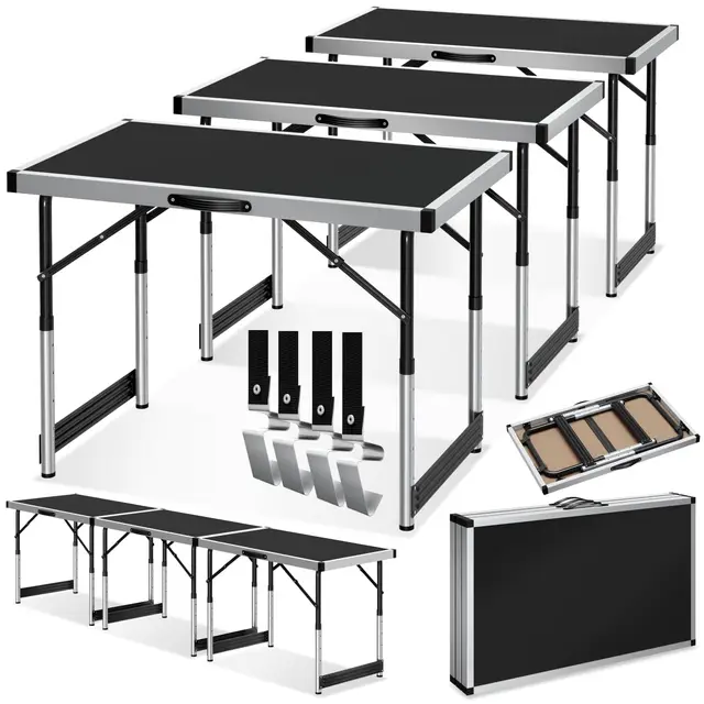 tectake alu tapezier tischtisch 3 teilig