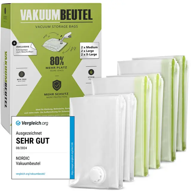 nordic vakuumbeutel 6er set mit