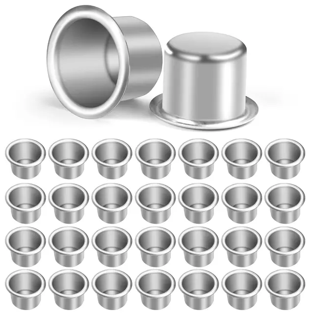 AOMIG Kerzenhalter für Stabkerzen, 30 Stück Kerzenhalter Metall Klein, Kerzenhalter Teelichter, Kerzeneinsatz Tafelkerzen, Kerzenhalter für Baumkerzen, Stabkerzenhalter Deko, Kerzenleuchter Silber