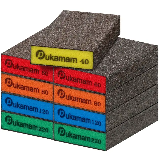 9 Pcs Schleifschwämme Set Körnung 40/60/80/120/220 Nass und Trocken Schleifpapier Fein für Holz Auto Metall Lack Wände Glas Soft Pad Nassschleifpapier Schleifblock Schmirgelpapier