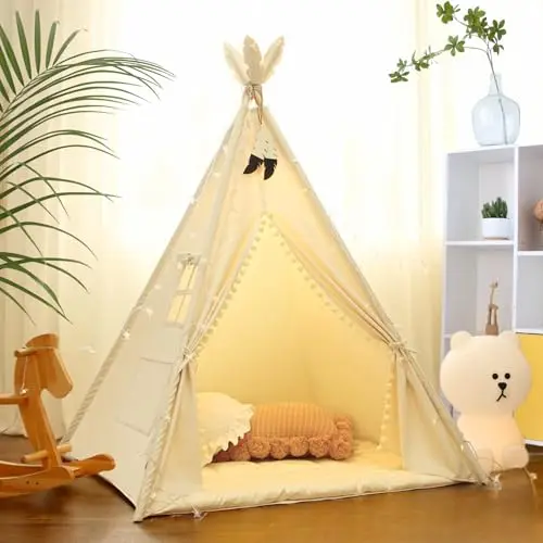 LIONHERZ Tipi Zelt für Kinder Baumwolle Cremeweiß