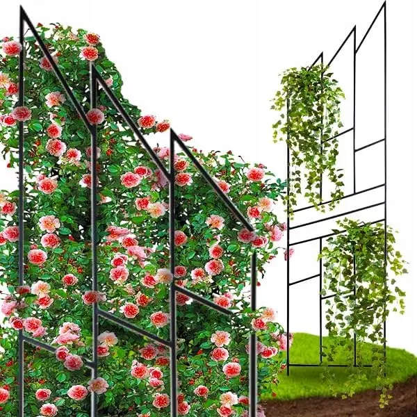 Kapaga - Rankgitter 200 cm - Rankhilfe Garten - Staudenhalter - Blumenhalter - Rankengewächs Pflanzenstütze - Blumenstütze - Staudenstütze - Rankhilfe Strauchhalter - (Schwarz)