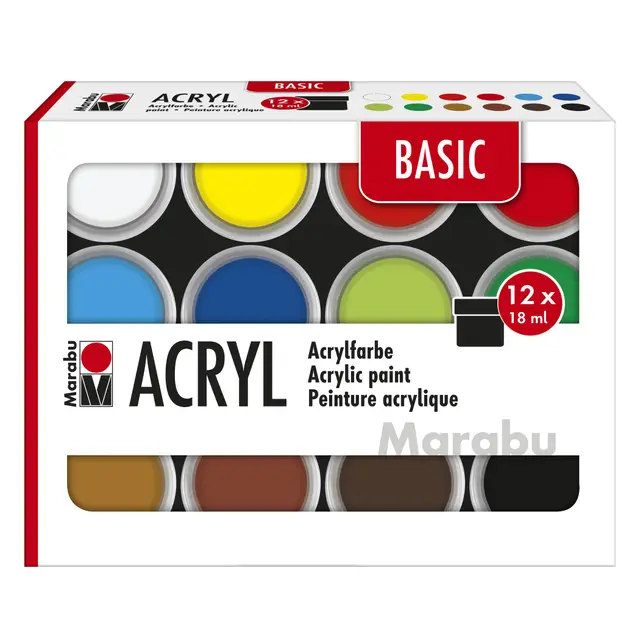 marabu acrylfarben set basic 12x18ml