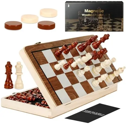 havnidy magnetisches schachspiel holz