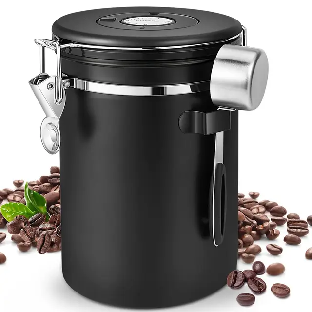 Royouzi Vakuum-Kaffeedose Edelstahl 1,8 L mit Datumstracker