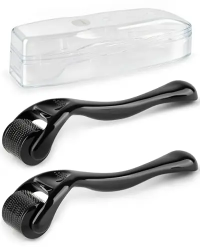 2 Stück Derma Roller, 0,5 mm&1,0 mm Microneedling Roller mit 540 Nadeln, Derma Roller für Gesicht, Kopfhaut & Körper, Haarroller Bartroller für Hautpflege Haarpflege,Große Poren, Männer & Frauen