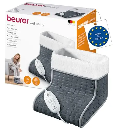 Beurer FW 20 Cosy Fußwärmer, elektrische Fußheizung mit 3 Temperaturstufen und Abschaltautomatik, maschinenwaschbar, grau, wärmender Fußsack