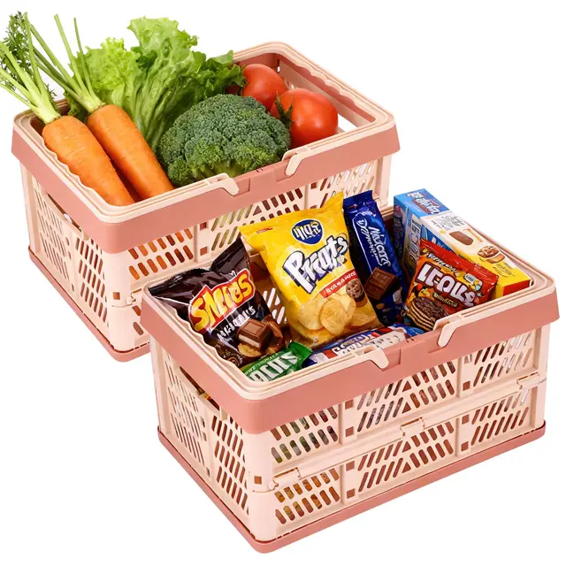 Klappkorb Faltbar– 2 Stück Klappbox Klein mit Tragegriff & rutschfestem Boden, 30.5x20.5x16.5cm, vielseitige Aufbewahrungsbox für Camping, Küche, Bad, Büro