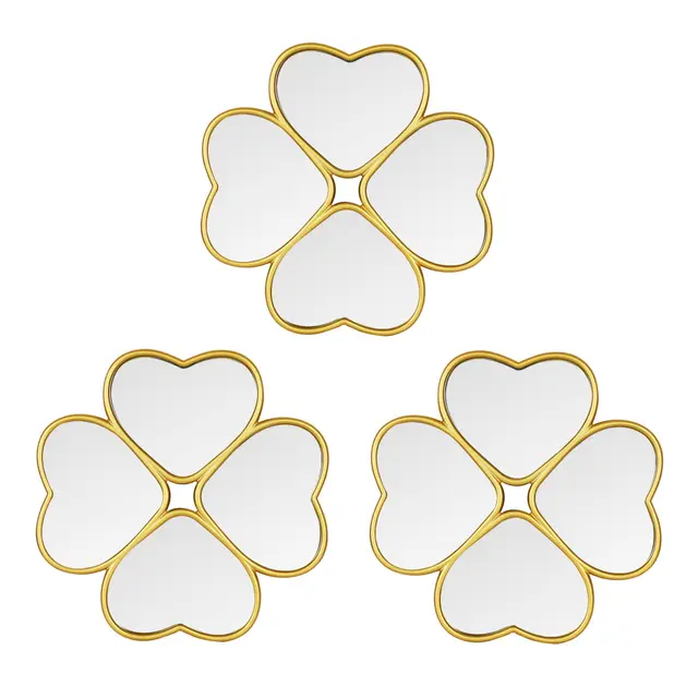 Kleine Wandspiegel Deko Wohnzimmer 3er Set | Runde Spiegel für Wanddekoration Schlafzimmer | Kreisspiegel Wanddekoration | Dekorative Spiegel Wohnaccessoires (Gold)