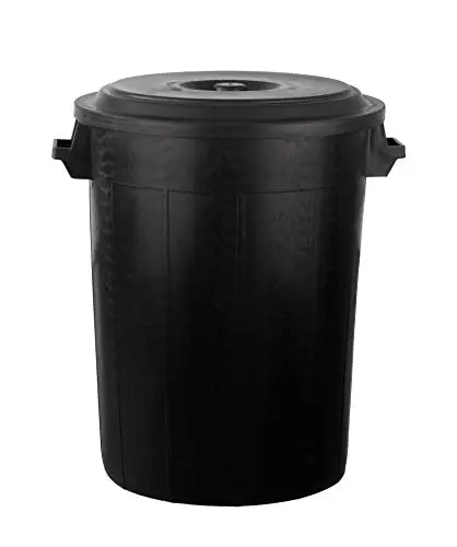 BigDean Universaltonne 100 Liter mit Deckel Allzweck Tonne Schwarz | Mit 2 Tragegriffen, Robust, Wetterfest, für Drinnen- und Draußen, Futtertonne, Wassertonne, Mülltonne
