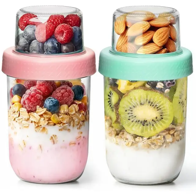 comsaf 2er müslibecher glas 480ml+120ml