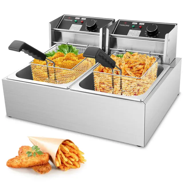 tangme kommerzielle fritteuse 2x6l