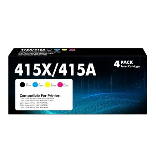 415X 415A M479FDW Toner Kompatible für HP 415A 415X Color LaserJet Pro MFP M479FDN M479FNW M479DW M454DN M454DW W2030A W2031A W2032A W2033A (Mit Chip, Schwarz, Cyan, Gelb, Magenta, 4-Pack)