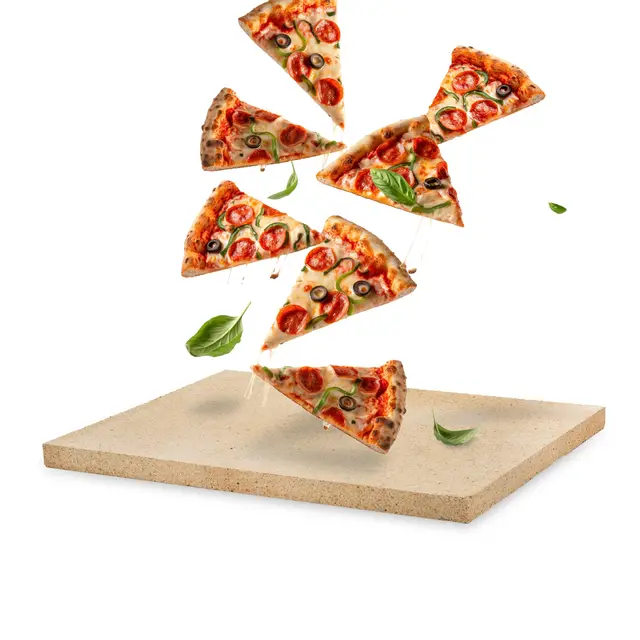 Feuerfest 123 Pizzastein eckig I 40x30x2,5cm I Lebensmittelechter Backstein aus Schamotte I Hochwertiger Pizza-Stein für Grill & Backofen I Ideal für Pizza, Brot & Flammkuchen