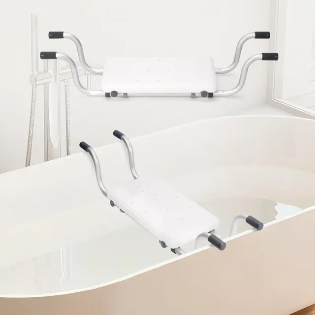 Badewannensitz Senioren, Sitzbrett für Badewanne, Duschstuhl Duschbank Badewannenbrett zum Sitzen mit 2 Verstellbarer längenverstellbar, verstärkter Aluminiumrahmen, 120 kg Tragkraft