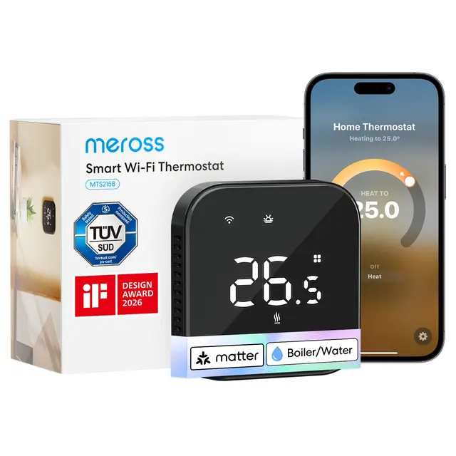 Meross Smart Thermostat Matter Heizungsthermostat Digital WLAN Raumthermostat für Fußbodenheizung & Boiler, Intelligente Wandthermostat mit Home Assistant, Siri, Alexa & Google kompatibel