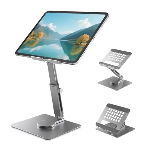 iPad Tablet Ständer, ipad Pro Air Stand Höhenverstellbar mit 360° Drehbarem, Aluminium Faltbarer Universeller Schreibtischhalter Tablet Stand für iPad Pro 13/11,Tablets 4.7–16.5" und Alle Geräte