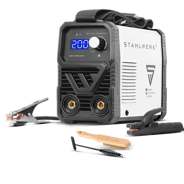 STAHLWERK Elektroden-Schweißgerät ARC 200 MD – MMA (E-Hand) & Lift-TIG (DC) bis 200 A, flexibel einsetzbar ohne Gas, kompakt & 3,4 kg leicht, Smartkühlung, Hotstart-Automatik, Anti-Stick-Funktion