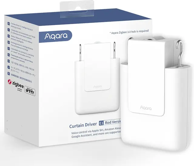 Aqara Smarter Gardinenmotor E1(Stangen-Version), Erfordert Zigbee 3.0 Hub, Elektrischer Smart-Vorhangmotor für Fernsteuerung, Unterstützt HomeKit, Alexa, Google Assistant, SmartThings, IFTTT