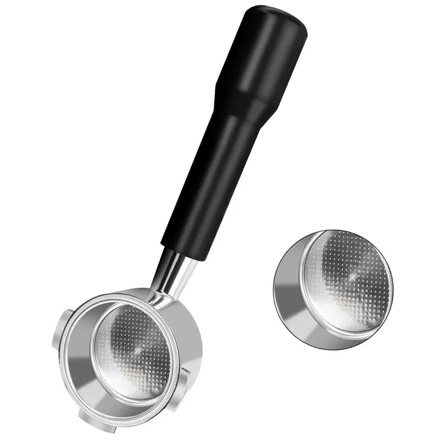PHILORN Bodenloser Siebträger 51mm with 3Ears,Compatible DeLonghi Dedica EC680/EC685/EC885,ABS Handle Schwarz