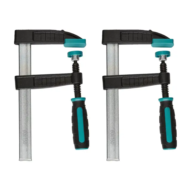 wolfcraft Schraubzwingen Set 2tlg. I 8645000 I Für vielfältige Spannanwendungen – ideal für DIY-Projekte I Ausladung 80 mm I Spannweite 150 mm I Spannkraft: 270 kg