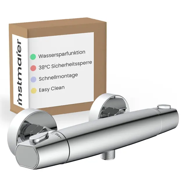 instmaier Beatrice | Duscharmatur mit Thermostat | Chrom | Duschthermostat für Badewanne und Dusche | Wannenarmatur mit Wassersparfunktion | Thermostat Duscharmatur aus Messing | Einfache Montage
