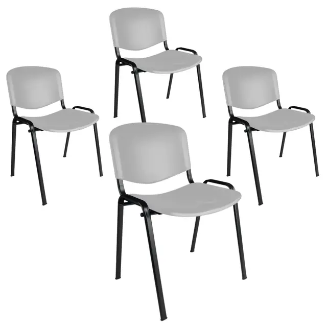 Topsit 4er Set Besucherstühle stapelbar, Kunststoff, Grau